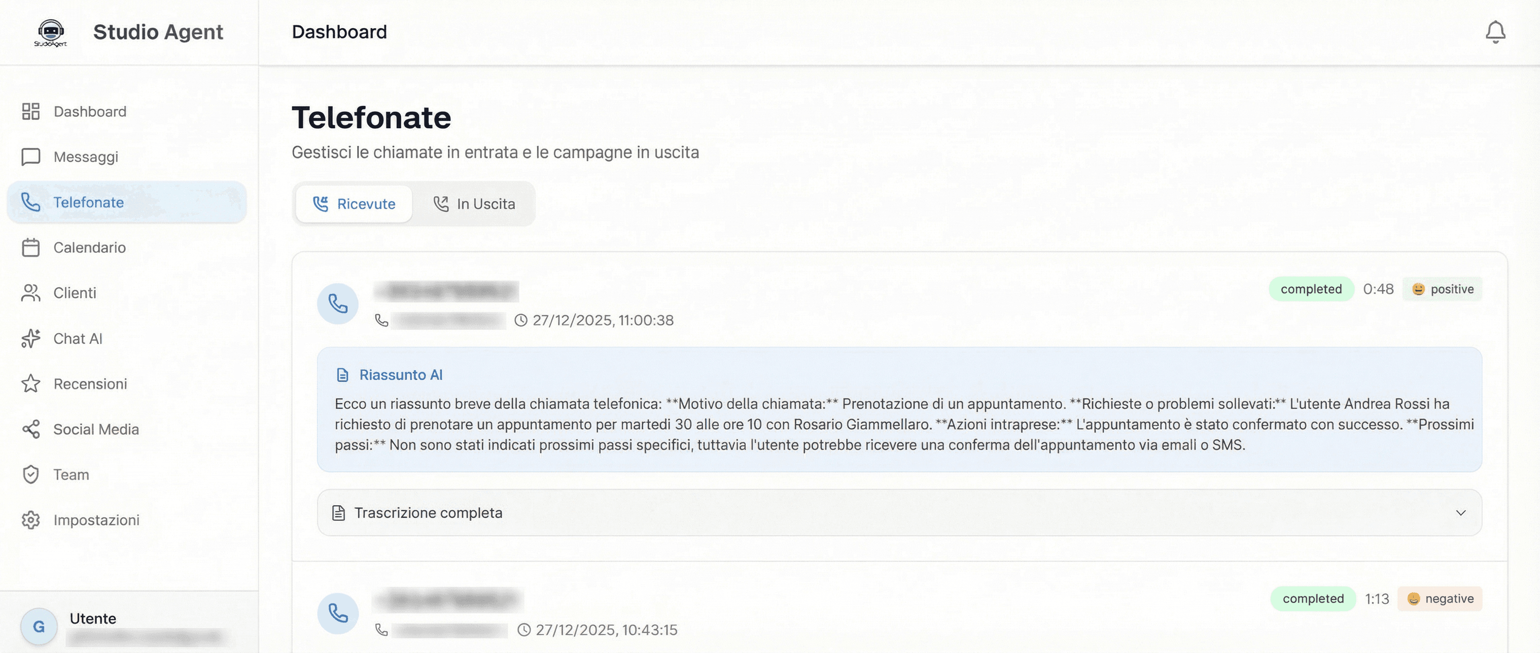 StudioAgent Dashboard - Asistente vocal IA para gestión de llamadas en comunidades